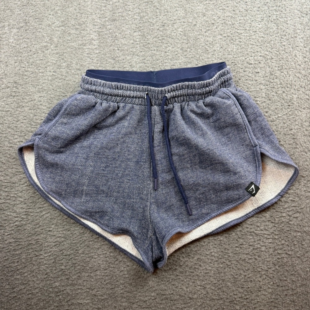 Gymshark Lounge Shorts Women's XS Blue Herringbone Knit Drawstring Athletic